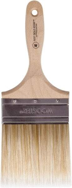 Wooster Brush - 4" Flat Polyester Wall Brush - 3-15/16" Bristle Length, 5-3/8" Wood Beavertail Handle - Americas Industrial Supply