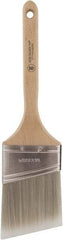 Wooster Brush - 3" Oval/Angle Polyester Angular Brush - 2-15/16" Bristle Length, 6-1/2" Wood Fluted Handle - Americas Industrial Supply