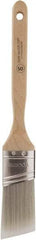 Wooster Brush - 1-1/2" Oval/Angle Polyester Angular Brush - 2-7/16" Bristle Length, 5.756" Wood Fluted Handle - Americas Industrial Supply