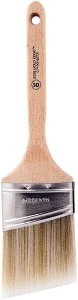 Wooster Brush - 3" Oval/Angle Polyester Angular Brush - 2-15/16" Bristle Length, 6-5/8" Wood Fluted Handle - Americas Industrial Supply