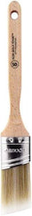 Wooster Brush - 1-1/2" Oval/Angle Polyester Angular Brush - 2-7/16" Bristle Length, 6-1/8" Wood Fluted Handle - Americas Industrial Supply