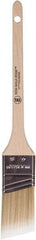 Wooster Brush - 1-1/2" Angled Polyester Angular Brush - 2-3/16" Bristle Length, 6-1/2" Wood Fluted Handle - Americas Industrial Supply