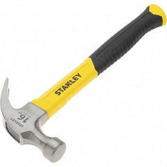 Stanley - 16 oz Head, Straight Rip Claw Hammer - 12.8" OAL, Steel Head, 1.1" Face Diam, Smooth Face, Fiberglass Handle with Grip - Americas Industrial Supply