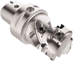 Seco - 54mm Cut Diam, 70.11mm Max Depth of Cut, 105mm OAL, Indexable Square Shoulder Helical End Mill - LOEX Inserts, C5 Modular Connection, 90° Lead Angle, Through Coolant, Series R217.94 - Americas Industrial Supply