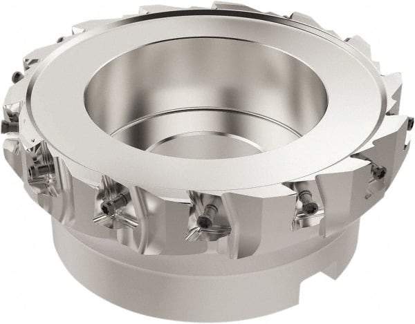 Seco - 14 Inserts, 6" Cut Diam, 2" Arbor Diam, 12mm Max Depth of Cut, Indexable Square-Shoulder Face Mill - 90° Lead Angle, 63mm High, LOEX-12 Insert Compatibility, Series Square T4-12 - Americas Industrial Supply