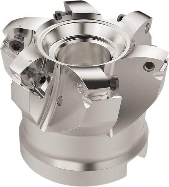 Seco - 6 Inserts, 50.9mm Cutter Diam, 1.8mm Max Depth of Cut, Indexable High-Feed Face Mill - 27mm Arbor Hole Diam, 12.4mm Keyway Width, 50mm High, R220.21 Toolholder, 218.19-160.. Inserts, Series R220.21 - Americas Industrial Supply