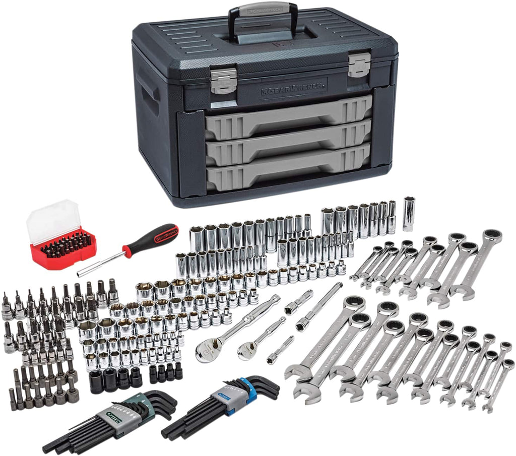 GearWrench - 232 Piece 1/4 & 3/8" Drive Mechanic's Tool Set - Comes in Blow Molded Case with 3 Drawers - Americas Industrial Supply