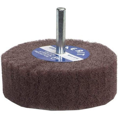 Merit Abrasives - 2" Diam x 1" Face Width, Medium Aluminum Oxide Nonwoven Mounted Flap Wheel - 1/4" Shank Mount, 12,000 Max RPM - Americas Industrial Supply