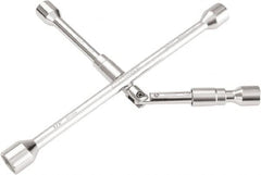 OEM Tools - 14" Long Cross Shaped Lug Nut Wrench Tire Iron - Folding, 11/16, 3/4, 13/16, 7/8" Hex, 17, 19, 21, 22mm - Americas Industrial Supply
