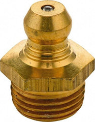 Umeta - Straight Head Angle, M10x1 Metric Brass Standard Grease Fitting - 11mm Hex, 15mm Overall Height, 5.5mm Shank Length - Americas Industrial Supply