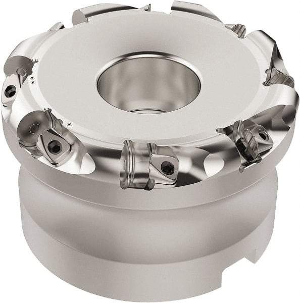 Seco - 50.32mm Cut Diam, 6mm Max Depth, 40mm Arbor Hole, 8 Inserts, RN.. 1207 Insert Style, Indexable Copy Face Mill - R220.26 Cutter Style, 8,400 Max RPM, 63mm High, Through Coolant, Series R220.26 - Americas Industrial Supply