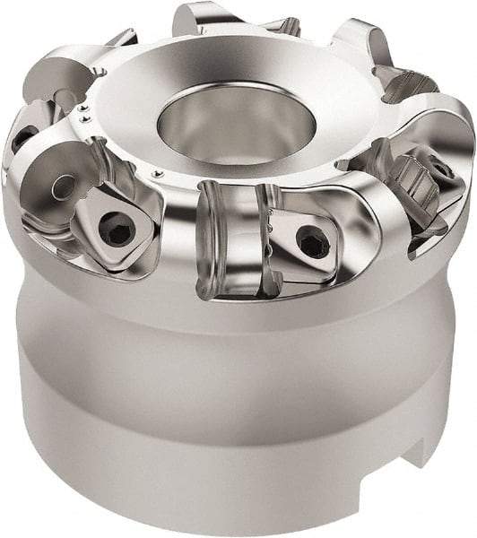 Seco - 37.33mm Cut Diam, 6mm Max Depth, 27mm Arbor Hole, 7 Inserts, RN.. 1207 Insert Style, Indexable Copy Face Mill - R220.26 Cutter Style, 10,600 Max RPM, 50mm High, Through Coolant, Series R220.26 - Americas Industrial Supply