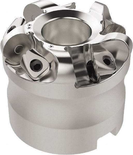 Seco - 37.33mm Cut Diam, 6mm Max Depth, 22mm Arbor Hole, 5 Inserts, RN.. 1207 Insert Style, Indexable Copy Face Mill - R220.26 Cutter Style, 11,900 Max RPM, 45mm High, Through Coolant, Series R220.26 - Americas Industrial Supply