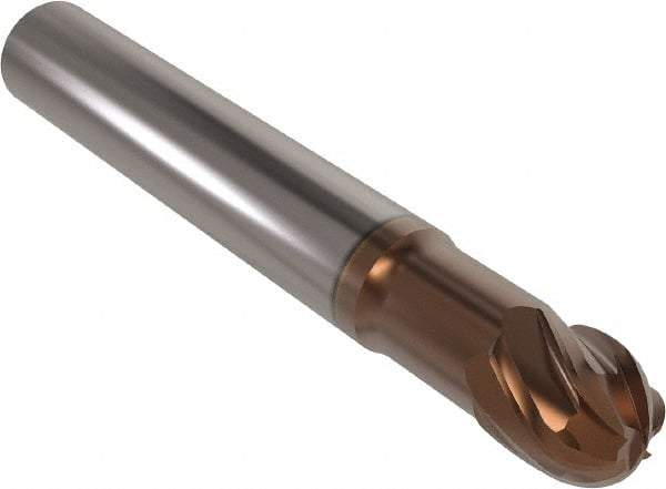 Seco - 10mm Diam, 10mm LOC, 6 Flute Solid Carbide Ball End Mill - HXT Finish, Single End, 72mm OAL, 10mm Shank Diam, Spiral Flute - Americas Industrial Supply