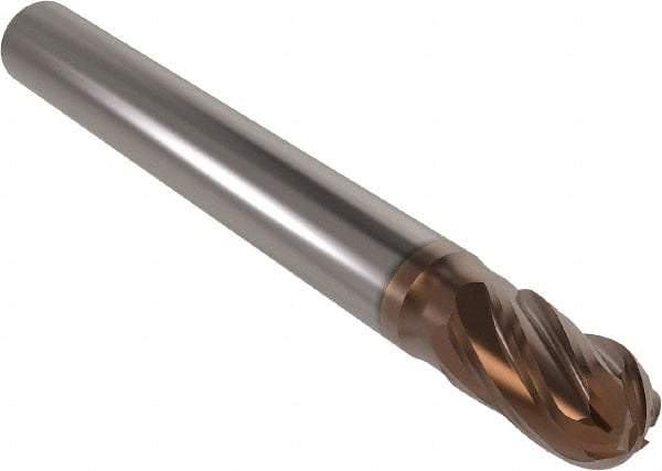 Seco - 8mm Diam, 13mm LOC, 6 Flute Solid Carbide Ball End Mill - HXT Finish, Single End, 58mm OAL, 8mm Shank Diam, Spiral Flute - Americas Industrial Supply