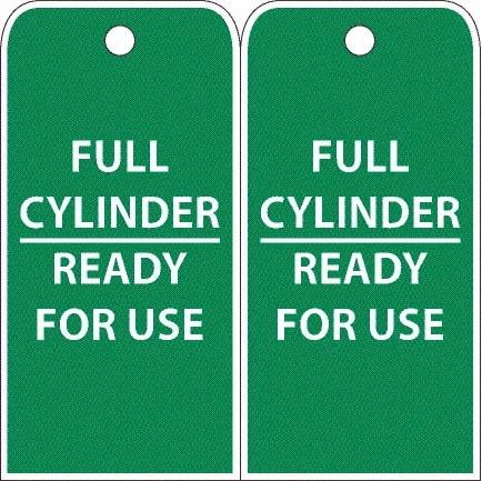NMC - 4" High x 8" Long, FULL CYLINDER-READY FOR USE, English Safety & Facility Accident Prevention Tag - 2 Sides, White Poly - Americas Industrial Supply