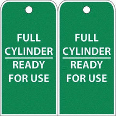 NMC - 4" High x 8" Long, FULL CYLINDER-READY FOR USE, English Safety & Facility Accident Prevention Tag - 2 Sides, White Poly - Americas Industrial Supply