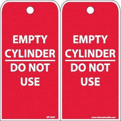 NMC - 4" High x 8" Long, EMPTY CYLINDER-DO NOT USE, English Safety & Facility Accident Prevention Tag - 2 Sides, White Poly - Americas Industrial Supply