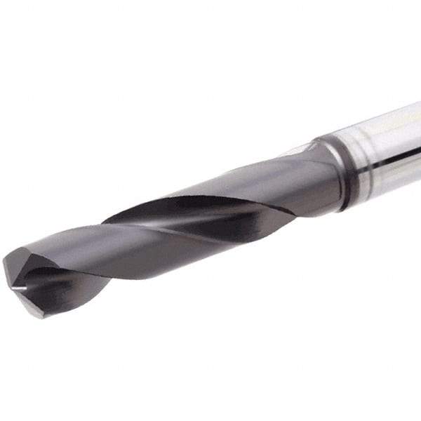 Iscar - 8.7mm 140° Solid Carbide Jobber Drill - TiAlN Finish, Right Hand Cut, Spiral Flute, Straight Shank, 89mm OAL, Standard Point - Americas Industrial Supply