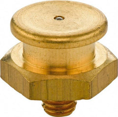 Umeta - Straight Head Angle, 1/8-28 BSPP Brass Button-Head Grease Fitting - 17mm Hex, 17mm Overall Height - Americas Industrial Supply