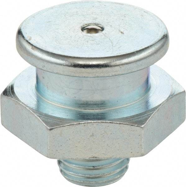 Umeta - Straight Head Angle, M12x1.75 Metric Steel Button-Head Grease Fitting - 17mm Hex, 17mm Overall Height - Americas Industrial Supply