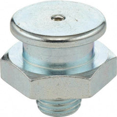 Umeta - Straight Head Angle, M6x1 Metric Stainless Steel Button-Head Grease Fitting - 17mm Hex, 17mm Overall Height - Americas Industrial Supply
