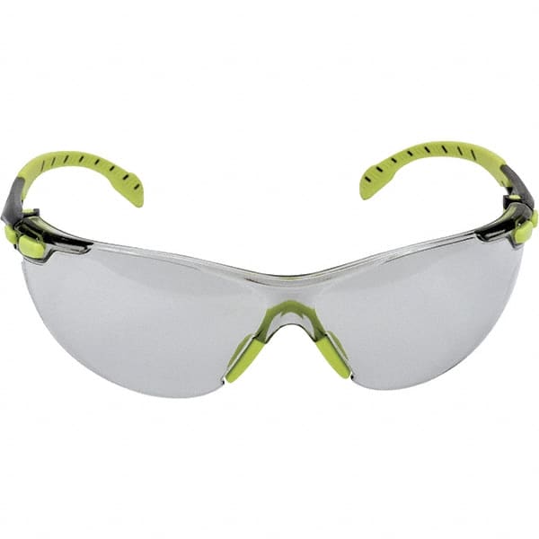 3M - Gray Lenses, Frameless Safety Glasses - Anti-Fog, Green Frame, Size Universal, Wrap Around - Americas Industrial Supply