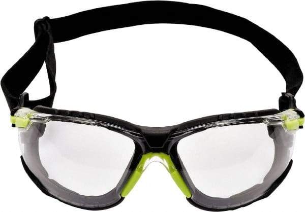 3M - Clear Lenses, Frameless Safety Glasses - Anti-Fog, Green Frame, Size Universal, Wrap Around - Americas Industrial Supply