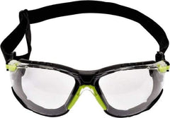 3M - Clear Lenses, Frameless Safety Glasses - Anti-Fog, Green Frame, Size Universal, Wrap Around - Americas Industrial Supply