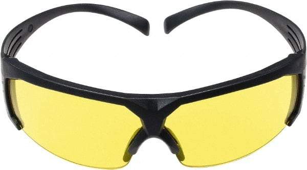 3M - Amber Lenses, Framed Safety Glasses - Anti-Fog, Gray Frame, Size Universal, Wrap Around - Americas Industrial Supply