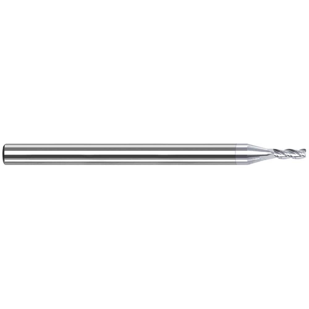 Corner Radius End Mill: 0.0236″ Dia, 0.0709″ LOC, 3 Flutes, Solid Carbide 42 ° Helix, TiB2 Coated, Corner Radius End
