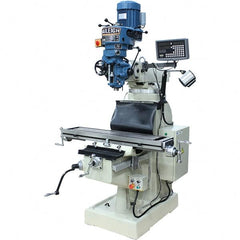 Baileigh - 9" Table Width x 42" Table Length, Step Pulley Control, 1 Phase Knee Milling Machine - R8 Spindle Taper, 3 hp - Americas Industrial Supply