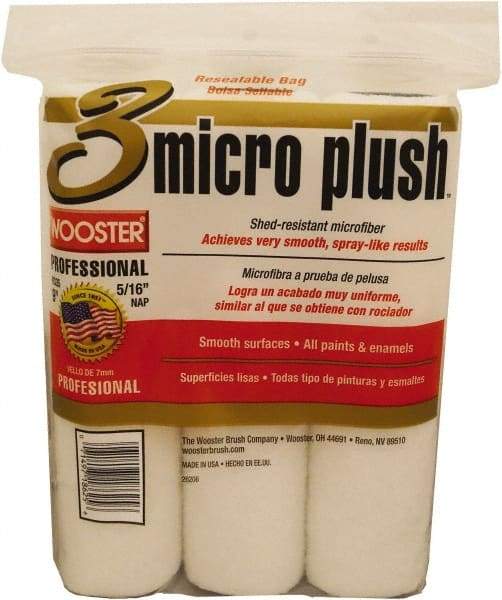 Wooster Brush - 5/16" Nap, 9" Wide Paint Roller Cover - Smooth Texture, Microfiber - Americas Industrial Supply
