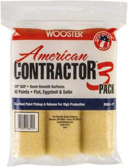 Wooster Brush - 3/8" Nap, 9" Wide Paint Roller Cover - Semi-Smooth Texture, Knitted - Americas Industrial Supply