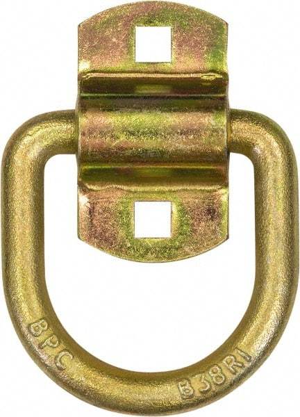 Buyers Products - Steel with Galvanized Zinc Coating D-Ring with 2-Hole Mounting Bracket - 3-1/2" Long, Yellow, For Use with Cargo Control - Americas Industrial Supply