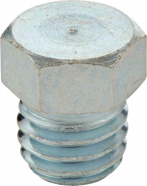 Umeta - Straight Head Angle, 1/4-28 UNF-2A Steel Flush-Style Grease Fitting - 1/4" Overall Height - Americas Industrial Supply