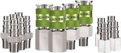 Legacy - 14 Piece 1/4" Body 1/4 NPT 300 psi Steel/Aluminum High Flow Pneumatic Coupling Plug Set - Americas Industrial Supply