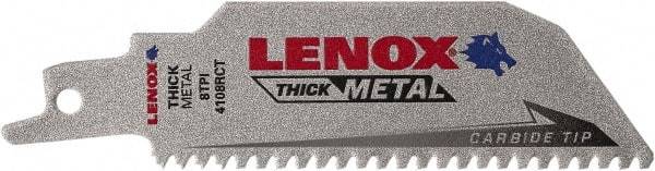 Lenox - 4" Long x 1" Thick, Bi-Metal Reciprocating Saw Blade - Tapered Profile, 8 TPI, Toothed Edge, Tang Shank - Americas Industrial Supply