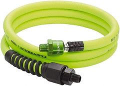 Legacy - 3/8" ID x 0.61" OD 6' Long Lead-In Whip Hose - MNPT High Flow Ball Swivel x MNPT Ends, 300 Working psi, -40 to 140°F, 1/4" Fitting, Green - Americas Industrial Supply