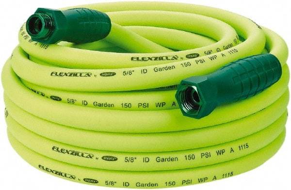 Legacy - 50' Long Garden Hose - 5/8" Diam, 3/4" GHT, Hybrid Polymer, 150 psi, All Season, Green - Americas Industrial Supply