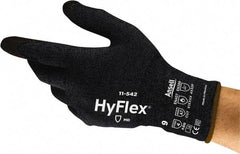 Ansell - Size S (7), ANSI Cut Lvl A7, Puncture Lvl 3, Abrasion Lvl 4, Nitrile Coated Cut Resistant Gloves - 10.3681" Long, Palm & Fingertips Coated, Kevlar, Nylon, Spandex & Steel Lining, Knit Wrist, Black, Paired - Americas Industrial Supply