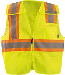 OccuNomix - Size 2XL High Visibility Yellow Mesh Breakaway Vest - 64" Chest, ANSI 107-2015, Hook & Loop Closure, 2 Pockets, Polyester - Americas Industrial Supply