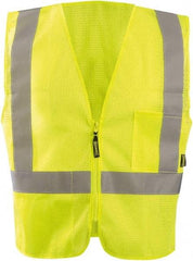 OccuNomix - Size 5XL High Visibility Yellow Mesh General Purpose Vest - 66" Chest, ANSI 107-2015, Zipper Closure, 3 Pockets, Polyester - Americas Industrial Supply