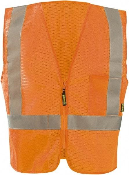 OccuNomix - Size XL High Visibility Orange Mesh General Purpose Vest - 50" Chest, ANSI 107-2015, Zipper Closure, 3 Pockets, Polyester - Americas Industrial Supply