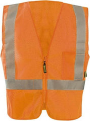 OccuNomix - Size S High Visibility Orange Mesh General Purpose Vest - 41" Chest, ANSI 107-2015, Zipper Closure, 3 Pockets, Polyester - Americas Industrial Supply