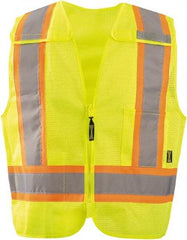 OccuNomix - Size 5XL High Visibility Yellow Mesh Breakaway Vest - 72" Chest, ANSI 107-2015, Zipper Closure, 2 Pockets, Polyester - Americas Industrial Supply