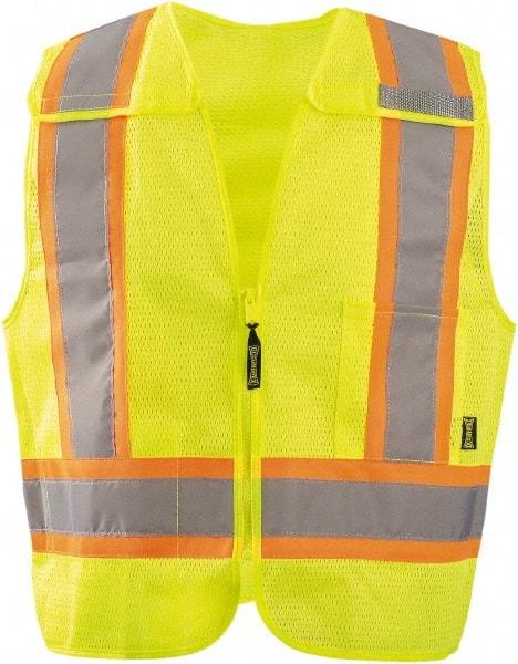 OccuNomix - Size XL High Visibility Yellow Mesh Breakaway Vest - 56" Chest, ANSI 107-2015, Zipper Closure, 2 Pockets, Polyester - Americas Industrial Supply