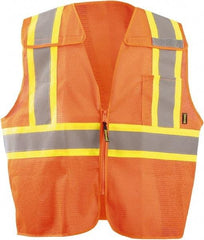 OccuNomix - Size 2XL High Visibility Orange Mesh Breakaway Vest - 60" Chest, ANSI 107-2015, Zipper Closure, 2 Pockets, Polyester - Americas Industrial Supply