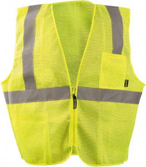 OccuNomix - Size S High Visibility Yellow Mesh General Purpose Vest - 41" Chest, ANSI 107-2015, Zipper Closure, 3 Pockets, Polyester - Americas Industrial Supply