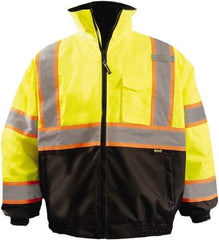 OccuNomix - Size 4XL Cold Weather Jacket - High Visbility Yellow, Black, Denier Polyester, Zipper Closure, 72" Chest - Americas Industrial Supply